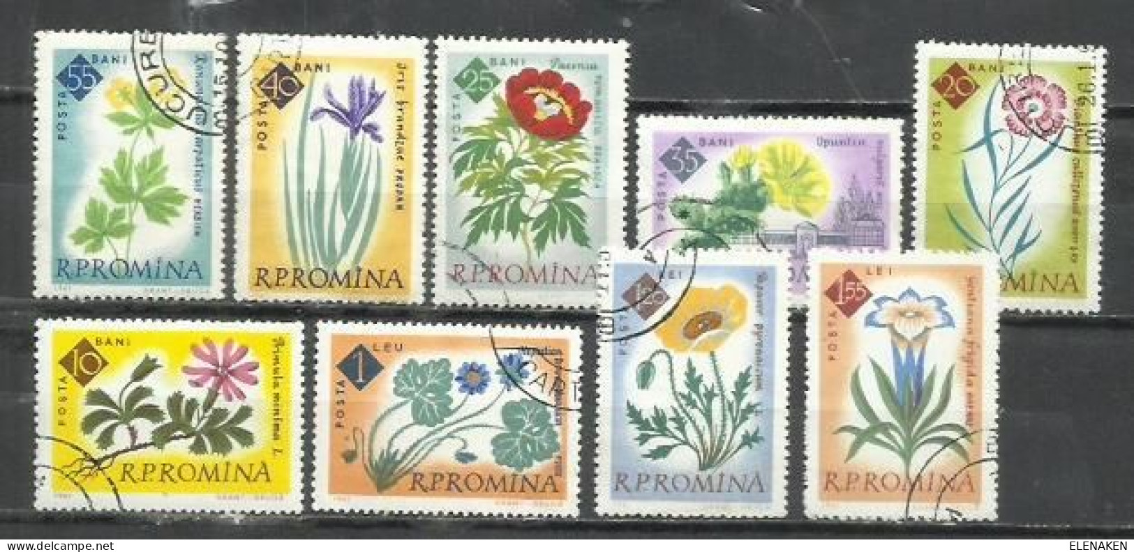 7529D-SERIE COMPLETA RUMANÍA 1961 VEGETALES FLORES Nº 1818/1826 - Used Stamps