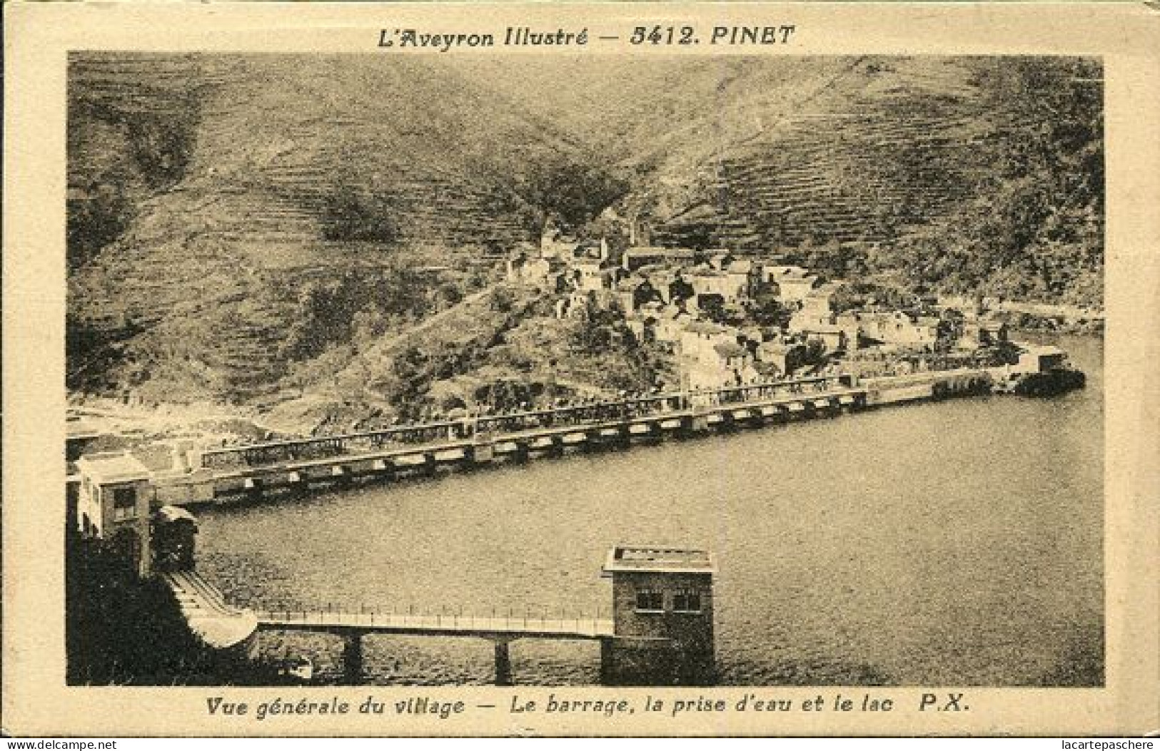 X128023 AVEYRON PINET VUE GENERALE DU VILLAGE LE BARRAGE LA PRISE D' EAU ET LE LAC - Sonstige & Ohne Zuordnung