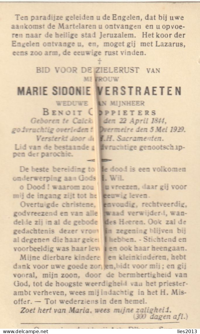 Kalken, Calken, Overmeire, 1929, Marie Verstraeten, Coppieters - Andachtsbilder