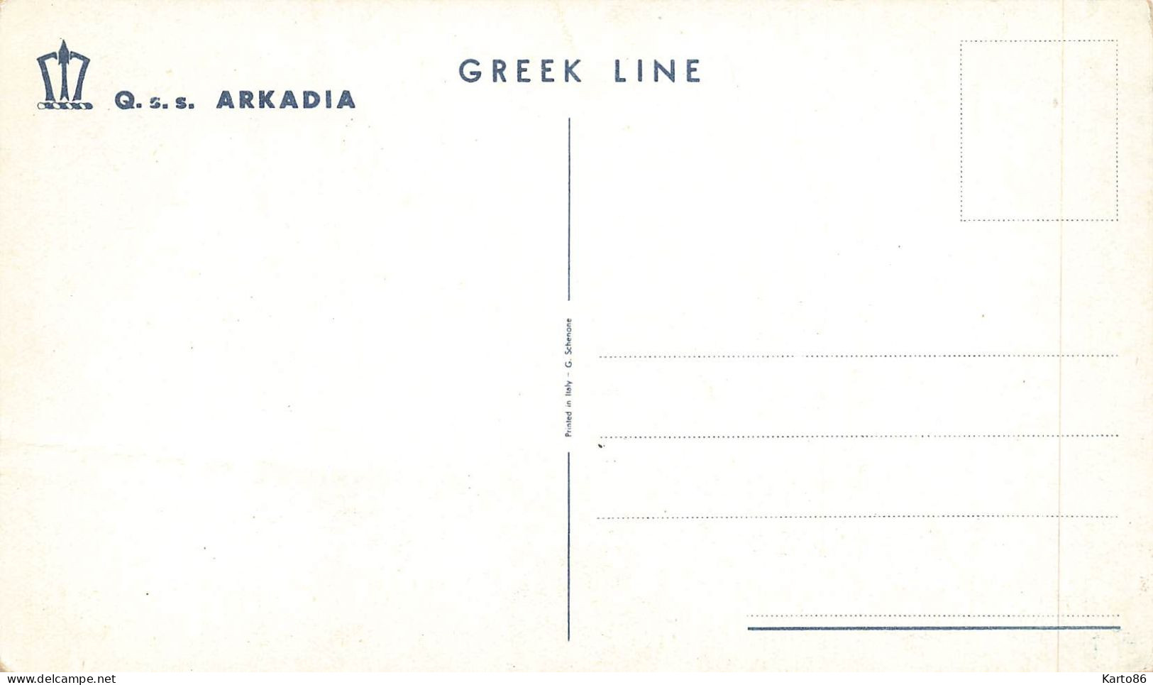 Bateau Paquebot Q.S.S. ARKADIA * Greek Line * Greece Grèce * Qss Arkadia - Paquebots