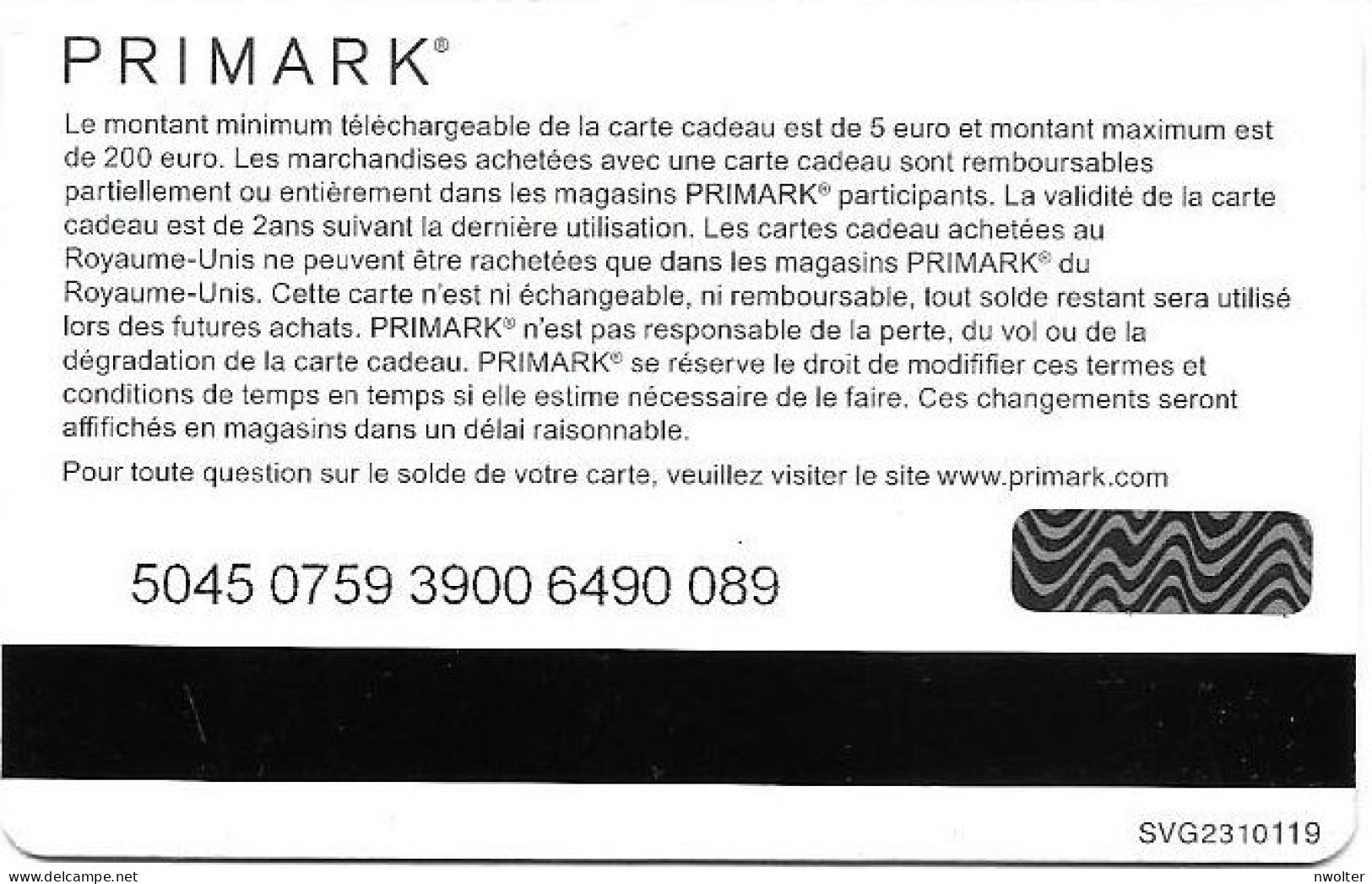 @+ Carte Cadeau - Gift Card : Primark Bleue (France) - SVG2310119 - Cartes Cadeaux