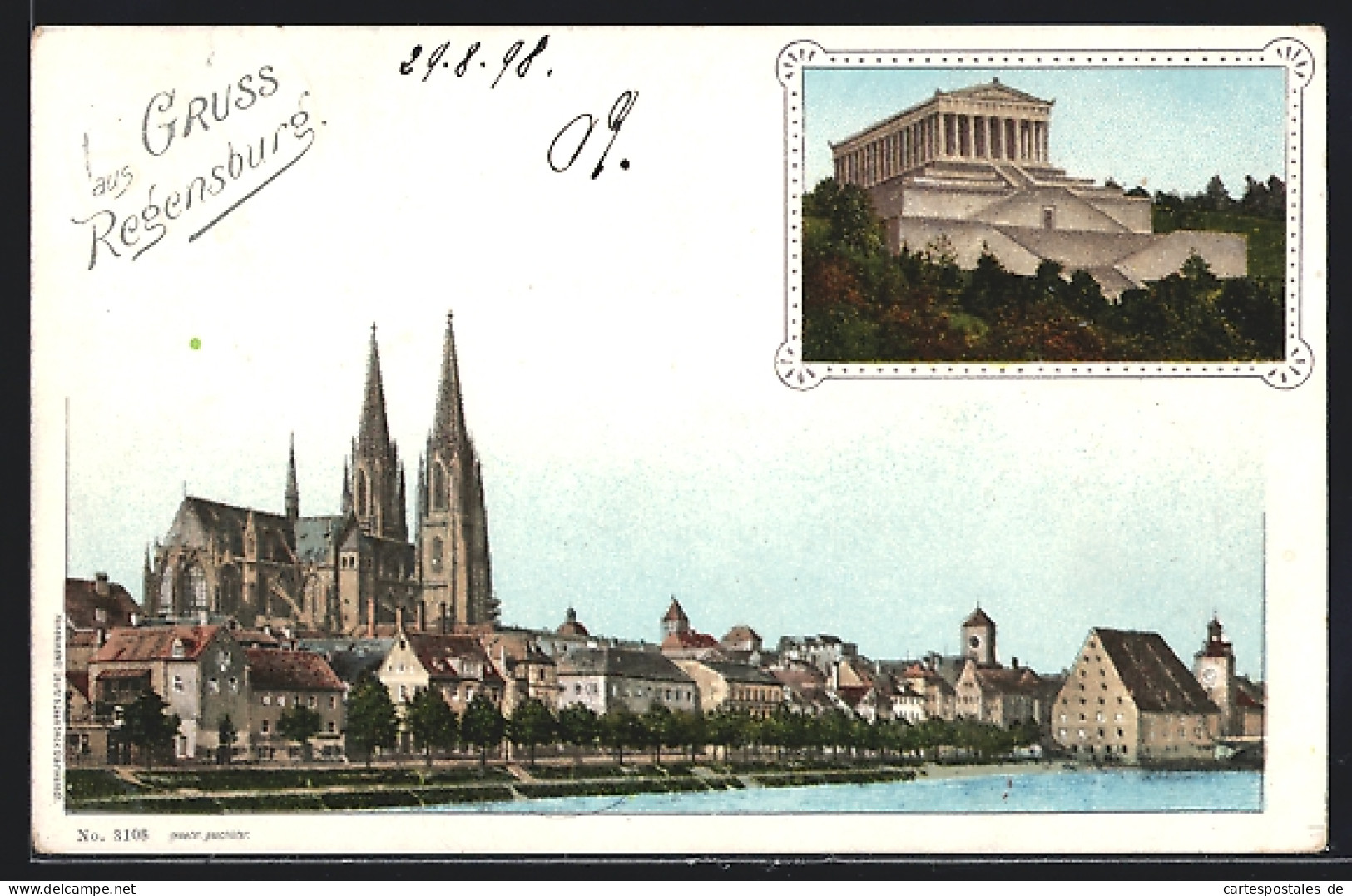 AK Regensburg, Ortspanorama Und Walhalla  - Regensburg