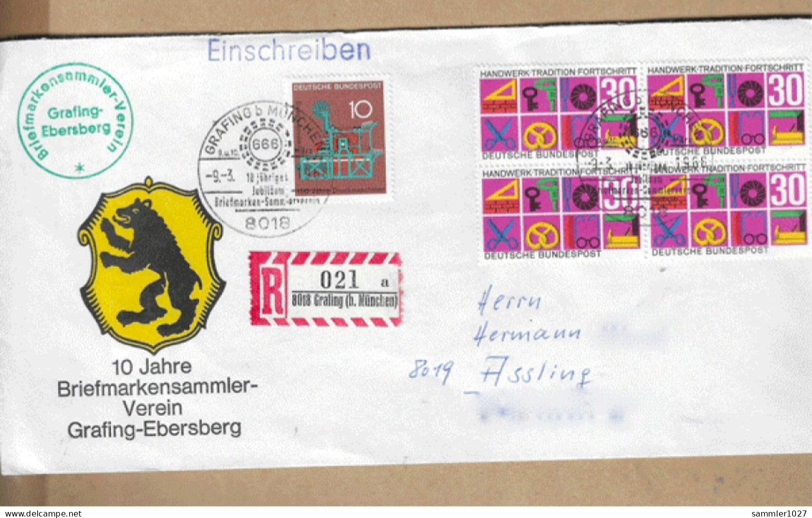 Los Vom 18.05 -   Sammlerumschläge  Aus Grafing 1969 - Lettres & Documents