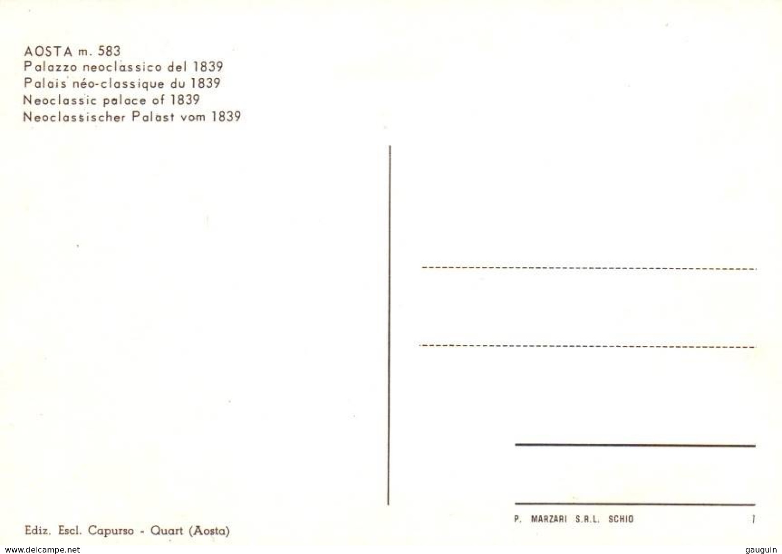 CPM - AOSTA - PALAIS Née-classique De 1839 (voitures B.Plan) ... Edition E.Capurso - Aosta