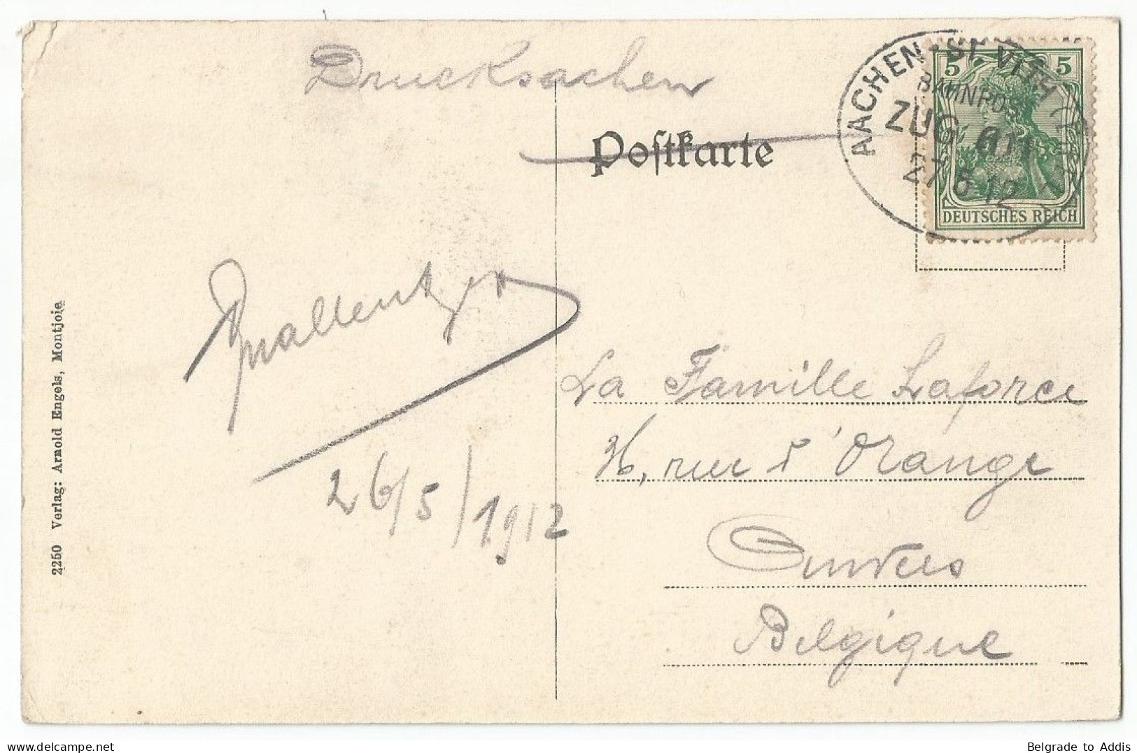 Belgique Belgien Deutschland CPA Postcard Postkarte Montjoie 1912 Ambulant TPO Cancel Zug 611 Verlag Arnold Engels - Saint-Vith - Sankt Vith