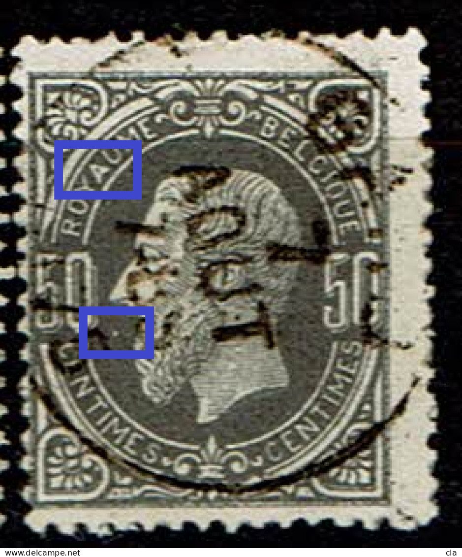 35 Obl  A Mutilé Et Point Blanc Bouche - 1869-1883 Léopold II