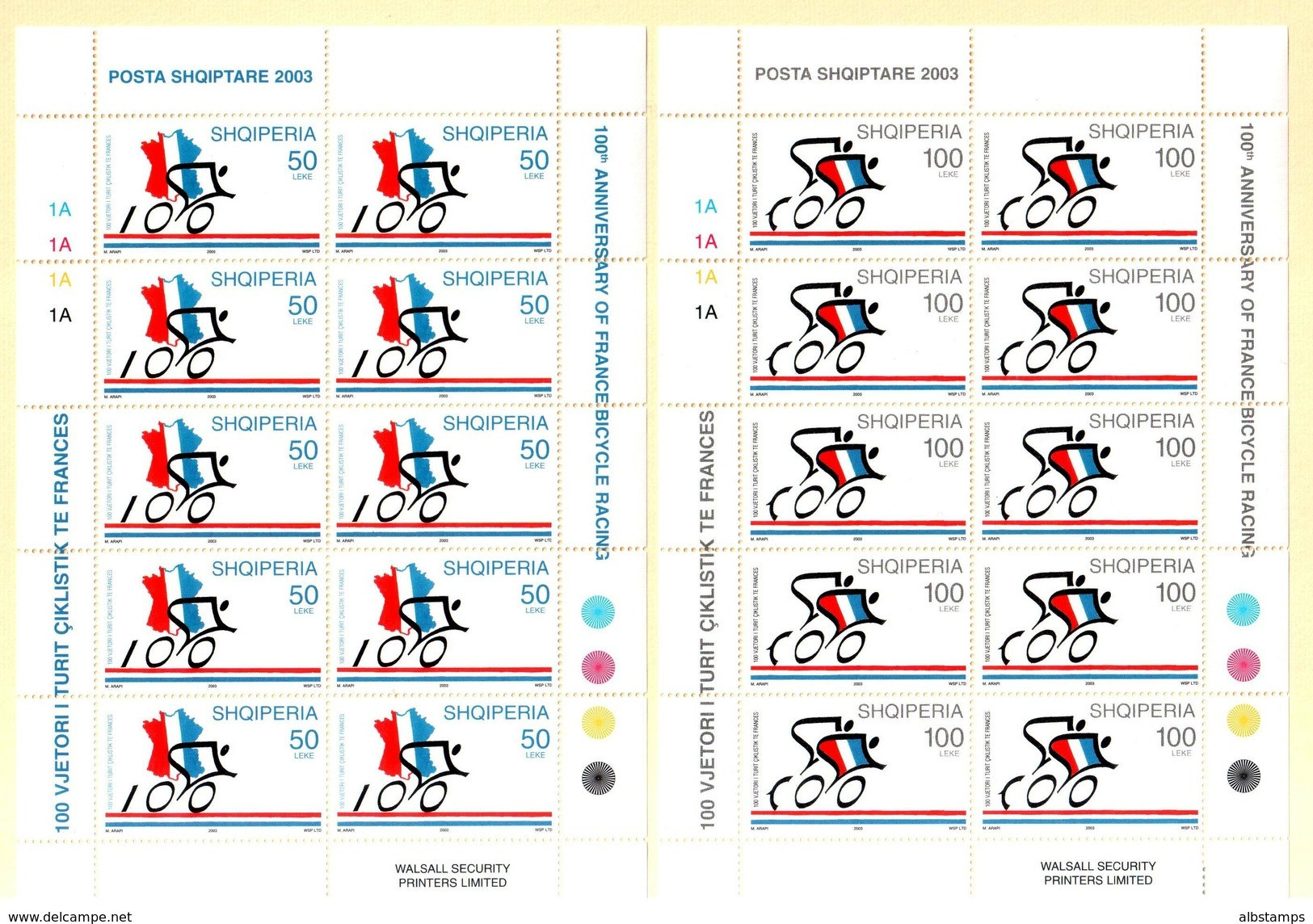 Albania Stamps 2003. 100 ANNIVERSARY OF FRANCE BICYCLE RACING TOUR. Sheet MNH - Albanië