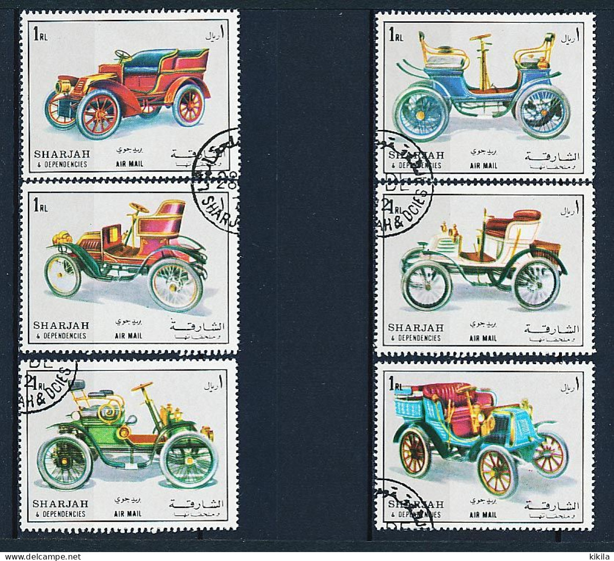 6 Timbres Oblitérés SHARJAH  XIV-8 Voitures Automobiles Anciennes* - Voitures