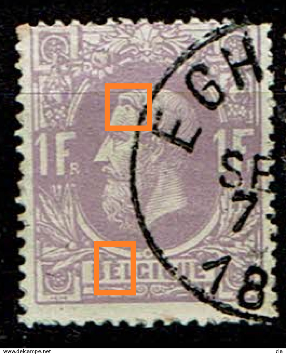 36 Obl  Point Mauve Front Et Accent E - 1869-1883 Leopold II