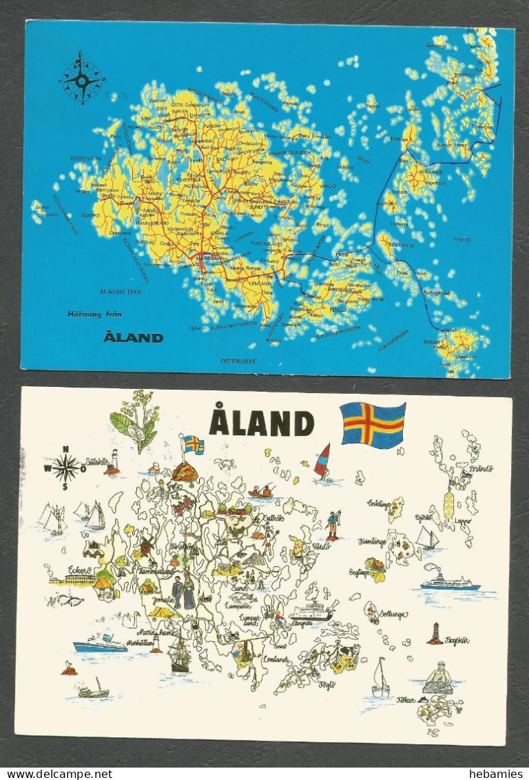 ÅLAND MAP - 2 Postcards - FINLAND - - Finland