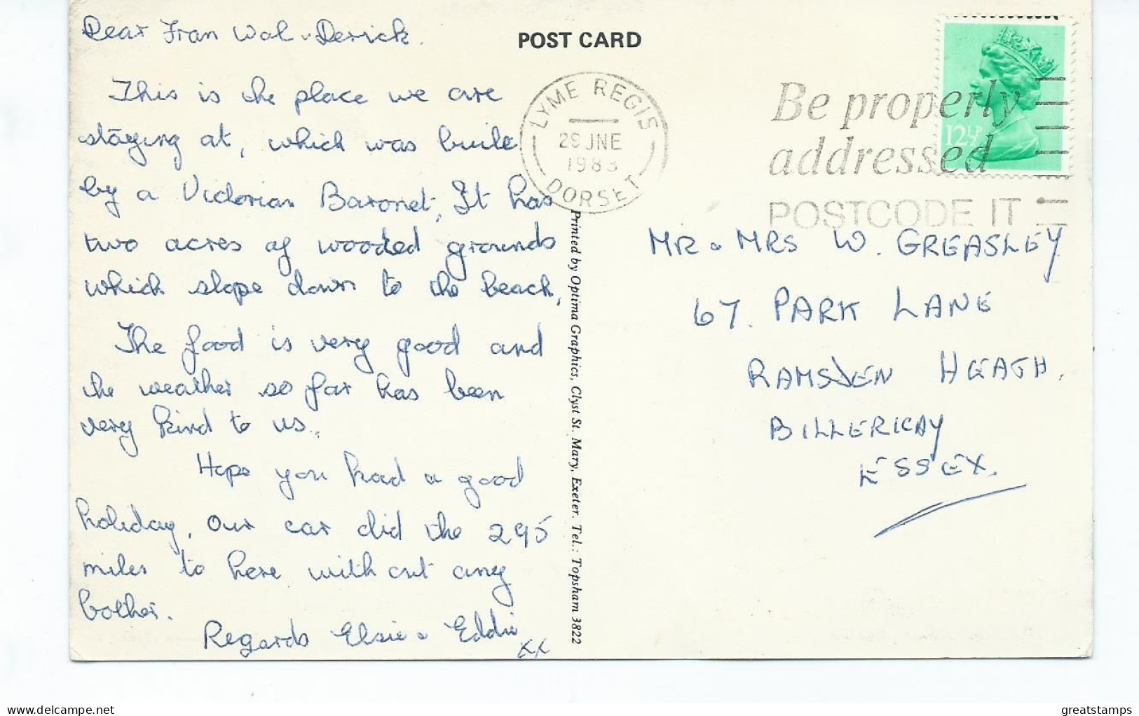 Postcard Devon Seaton The Check House. Illustration Posted 1983 - Andere & Zonder Classificatie