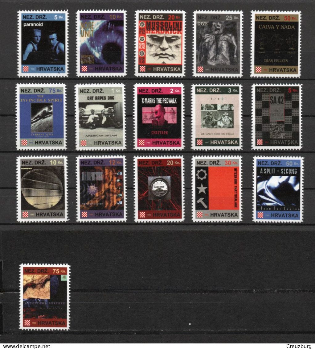 Mussolini Headkick - Briefmarken Set Aus Kroatien, 16 Marken, 1993. Unabhängiger Staat Kroatien, NDH. - Croatia