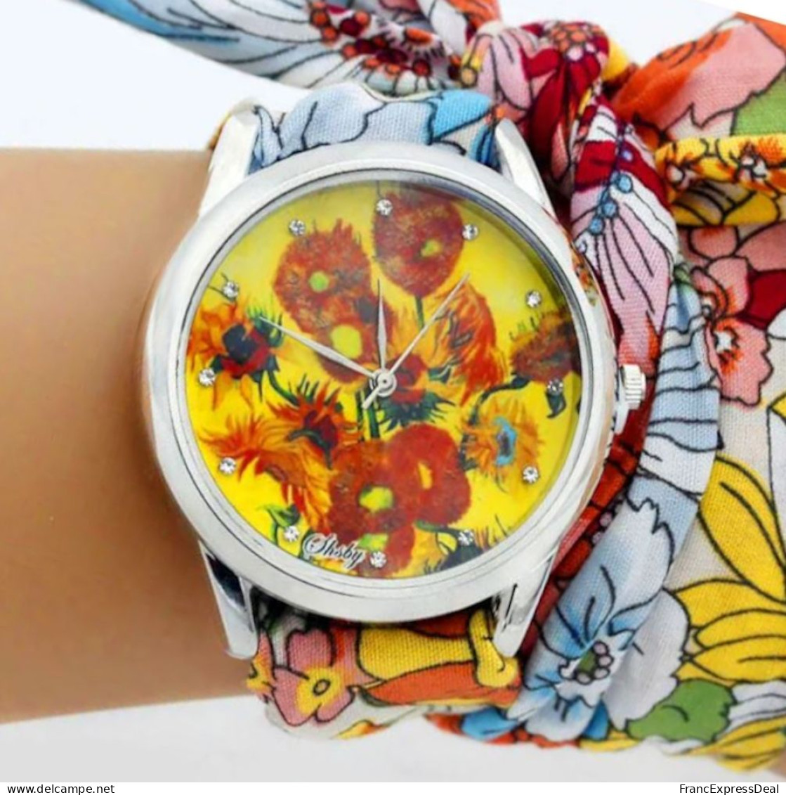 Montre NEUVE Bracelet Foulard - Tournesols Fleurs - Orologi Moderni