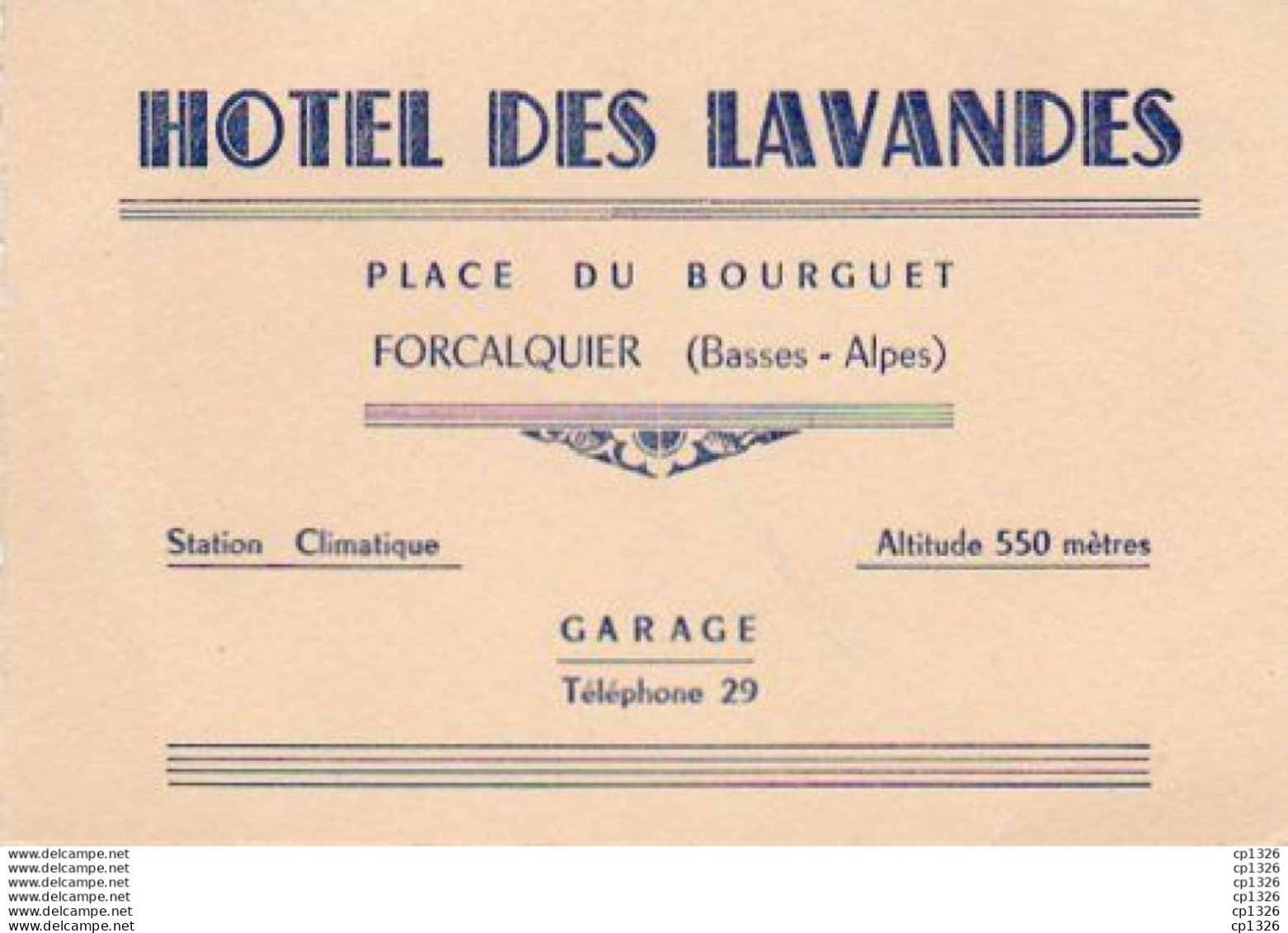 3V3Gi   04 Forcalquier  Carte De Visite Hotel Des Lavandes - Forcalquier