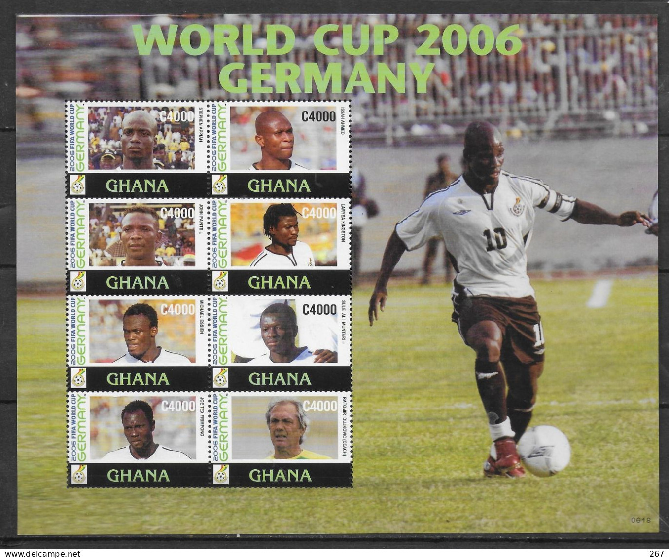 GHANA  Feuillet  N° 3147/54 * *  ( Cote 15e ) Cup 2006 Football  Soccer Fussball - 2006 – Germania