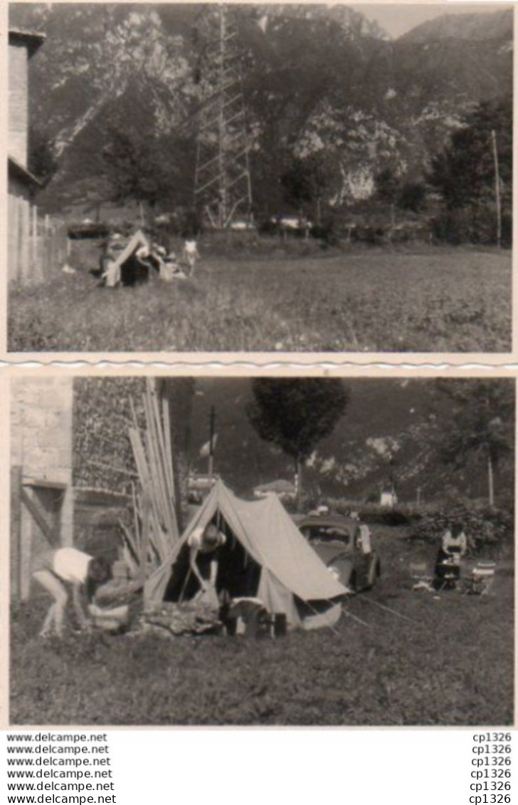 2V9Sme    Lot De 2 Photos Originales (10cm X 7cm) Italie Camping Tacot à Ponte Nelle Alpi Dans Les Années 60 - Other & Unclassified