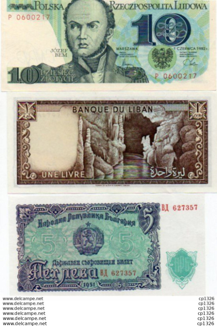 2V9Sm  Lot De 3 Billets De Banque Divers Liban Pologne Et Russie à Identifier - Andere & Zonder Classificatie