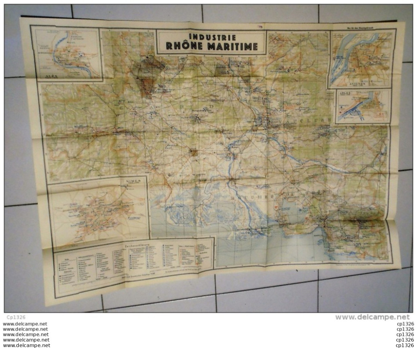 Carte Geogaraphique D'état Major De L'armée Allemande De L'industrie Rhone Maritime Guerre 39/45 - Cartes Géographiques