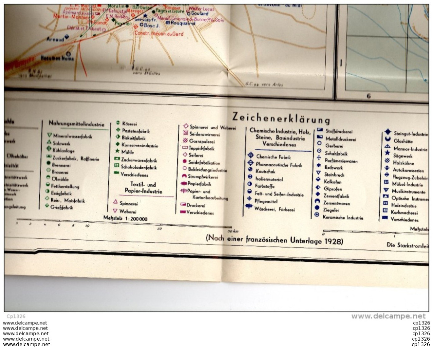 Carte Geogaraphique D'état Major De L'armée Allemande De L'industrie Rhone Maritime Guerre 39/45 - Geographical Maps