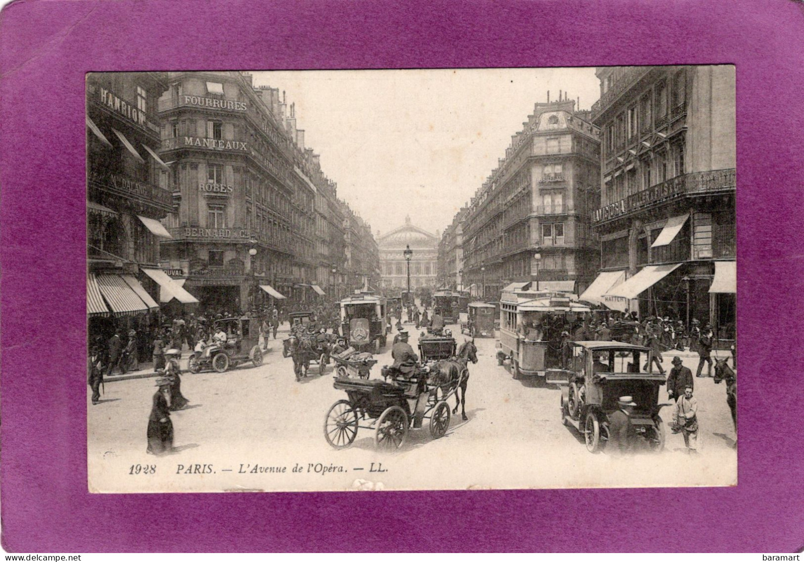 75 02  PARIS 2e   PARIS  L'Avenue De L'Opéra  LL. N° 1928 Attelages Automobiles Autobus - District 02