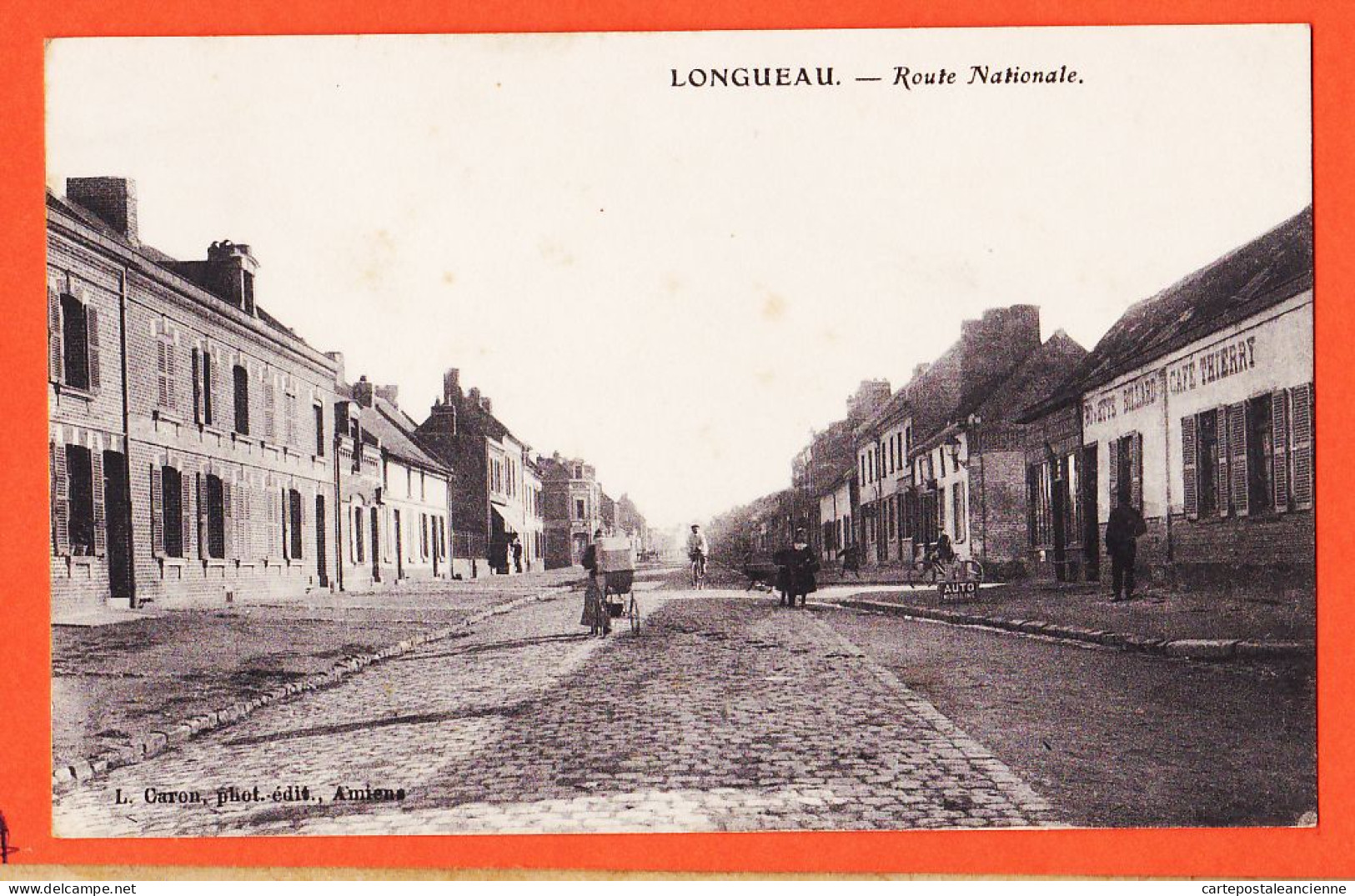 28017 / LONGUEAU 80-Somme Café-Billard-Buvette THIERRY Route NATIONALE Landau 1910s Photo-Editeur CARON - Longueau
