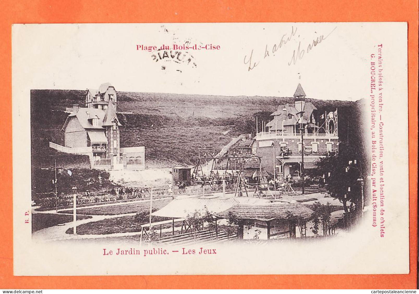 28006 / Rare BOIS-de-CISE 80-Somme Plage Jeux Jardin Public Pub BOUCREL Propriétaire 1903 à MAILLE Menuisier Beauvais  - Bois-de-Cise