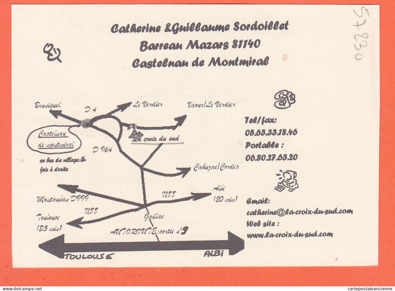 28348 / Rare CASTELNAU De MONTMIRAL Montmirail 81-Tarn Barreau MAZARS Catherine Guillaume SORDOILLET Gite CROIX SUD   - Castelnau De Montmirail