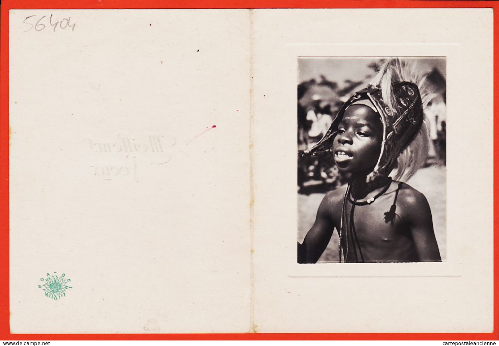 28203 / MEILLEURS VOEUX Africain Ajouti Photo Enfant Habits Traditionnel Double Carte 1960s - Neujahr