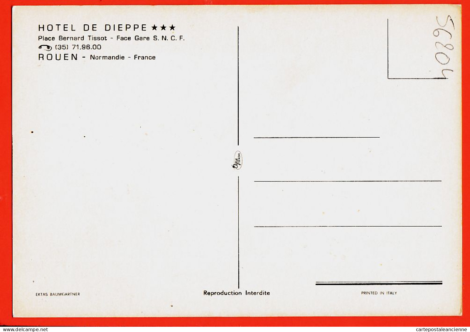 28097 / Peu Commun ROUEN 76-Seine Maritime Hotel De DIEPPE Place Bernard TISSOT Face Gare Cppub 1975s- BAUMGARTNER - Rouen