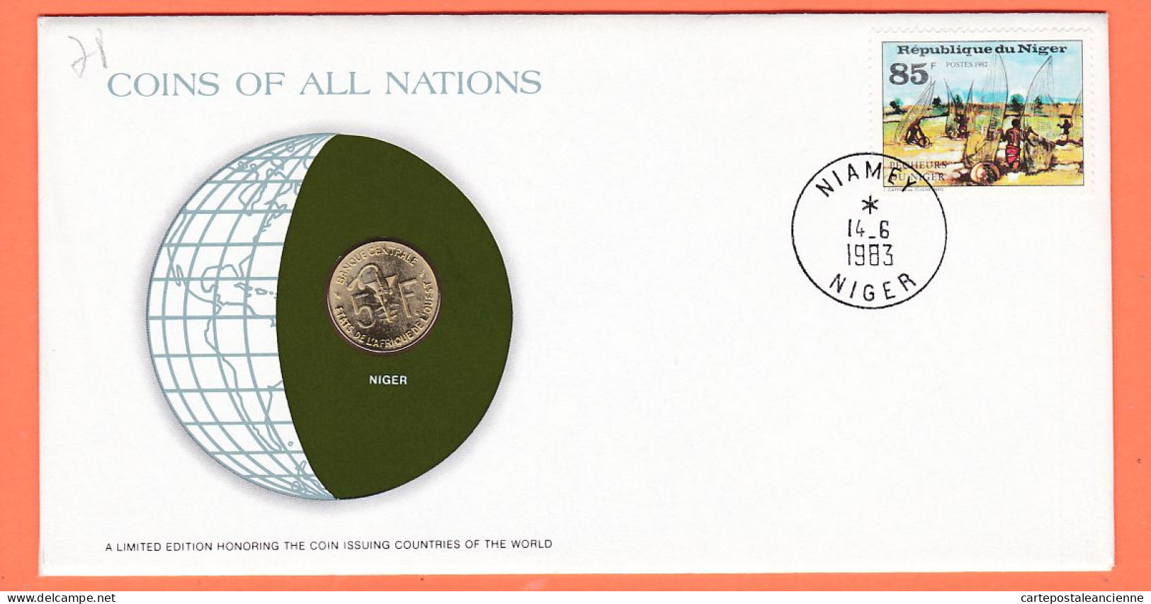 28284 / ⭐ ◉ NIGER 5 Francs 1982 Niamey FRANKLIN MINT Coins Nations Coin Limited Edit Enveloppe Numismatique Numiscover - Niger