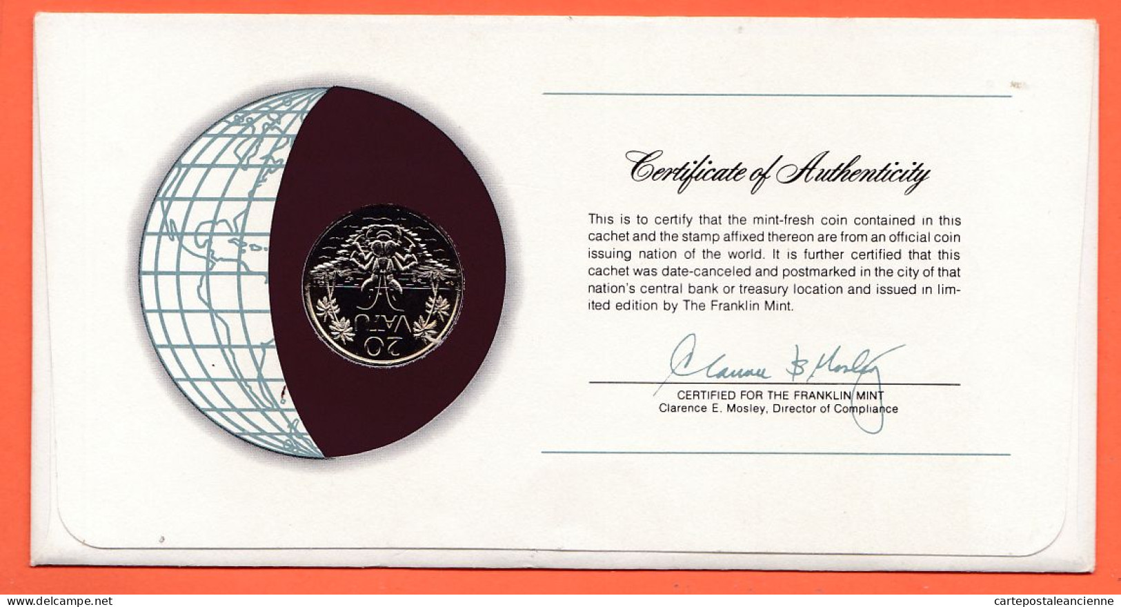 28315 / VANUATU 20 Vatu 1983 FRANKLIN MINT Coins Nations Coin Limited Edition Enveloppe Numismatique Numiscover - Vanuatu