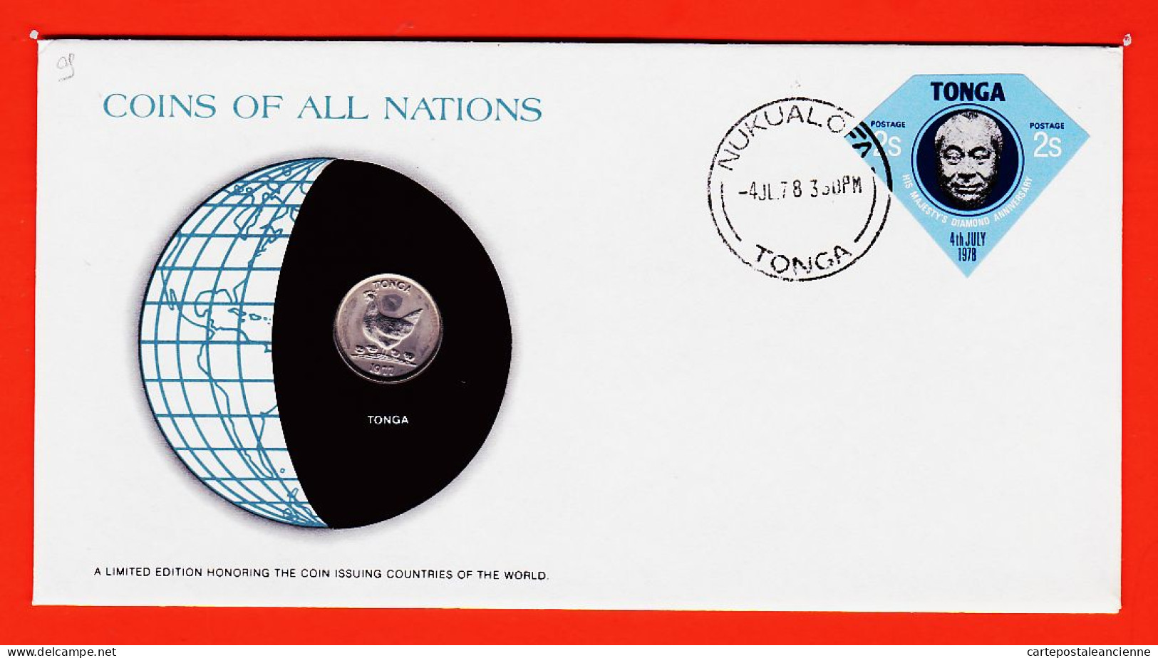 28308 / TONGA 5 Seniti 1977  FRANKLIN MINT Coins Nations Coin Limited Edition Enveloppe Numismatique Numiscover - Tonga