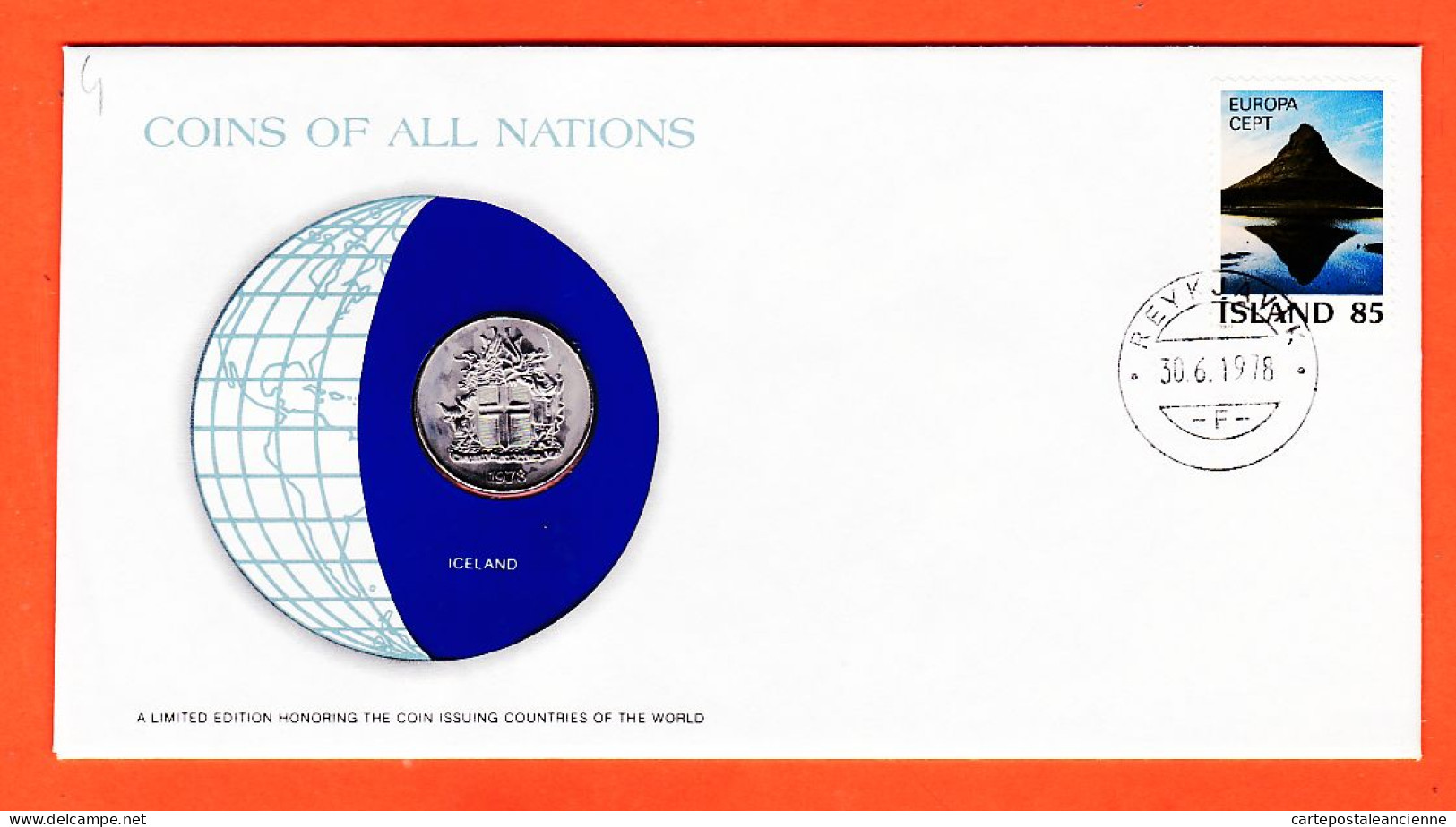 28312 / ICELAND 10 Kronur 1978 Islande FRANKLIN MINT Coins Nations Coin Ltd Edition Enveloppe Numismatique Numiscover - Iceland