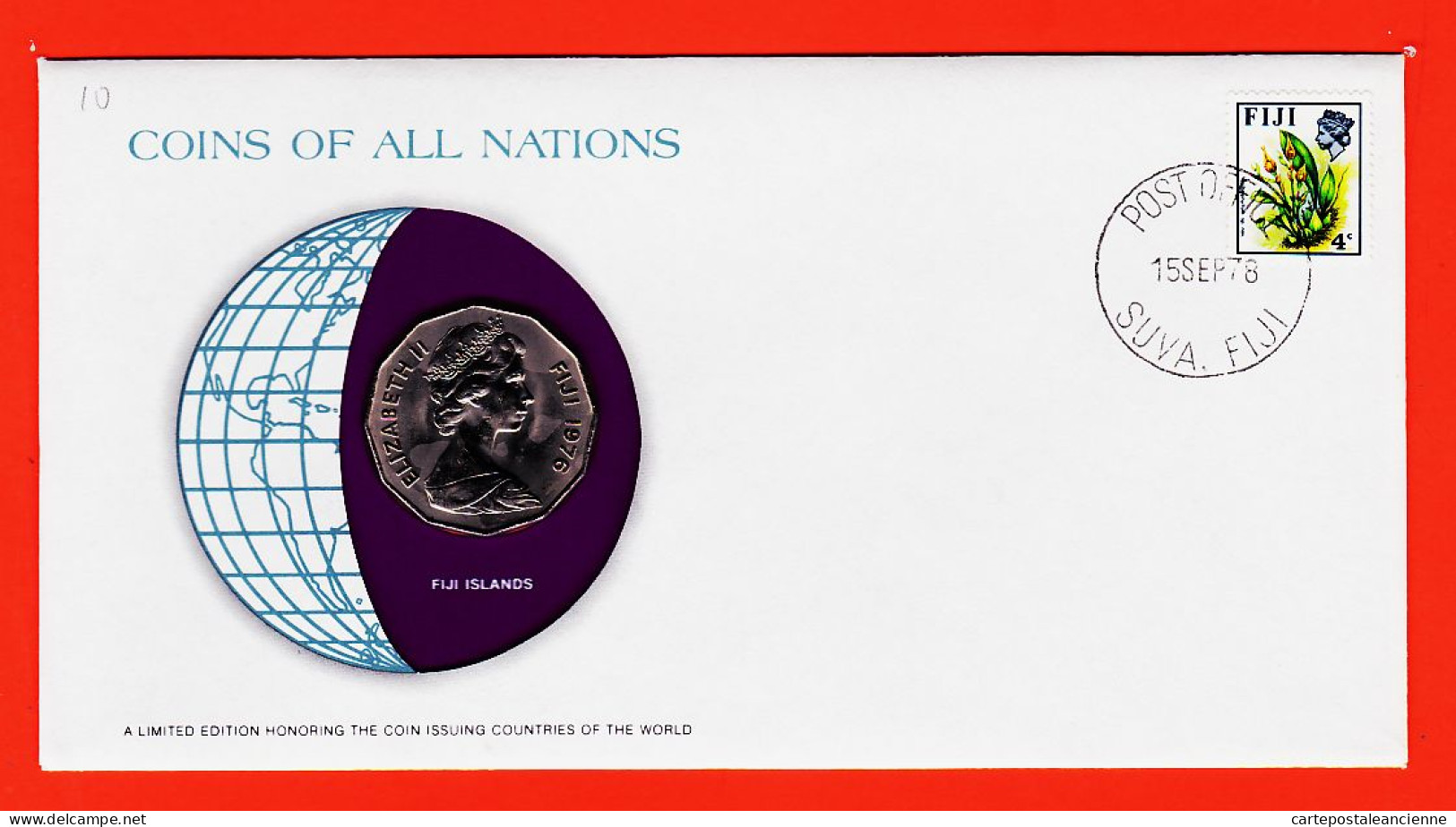 28307 / FIJI Islands 50 Cents 1976 Fidji FRANKLIN MINT Coins Nations Coin Ltd Edition Enveloppe Numismatique Numiscover - Fidji