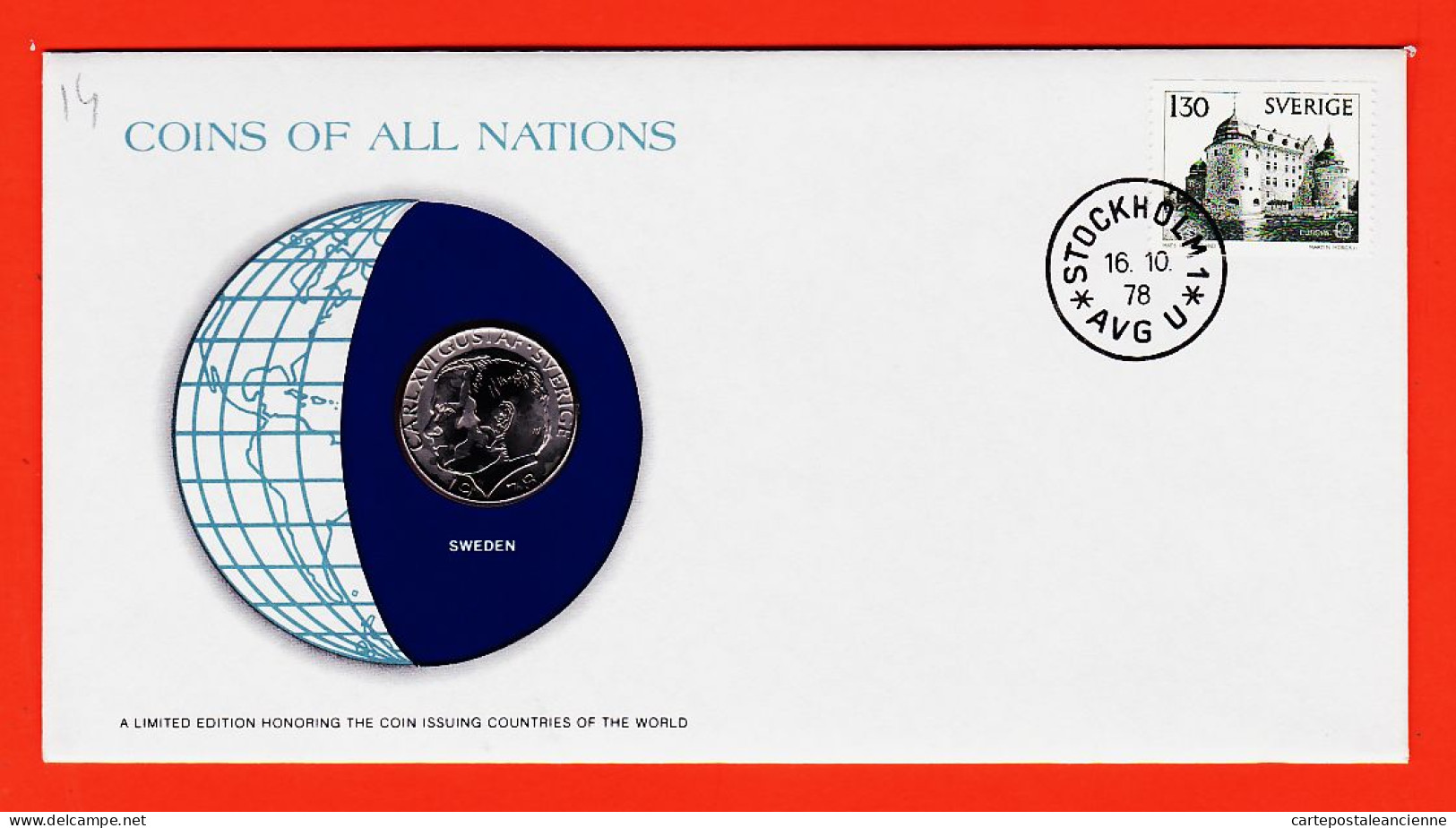 28305 / SWEDEN 1 Kr Krona 1978 Suède FRANKLIN MINT Coins Nations Coin Limited Edition Enveloppe Numismatique Numiscover - Suède