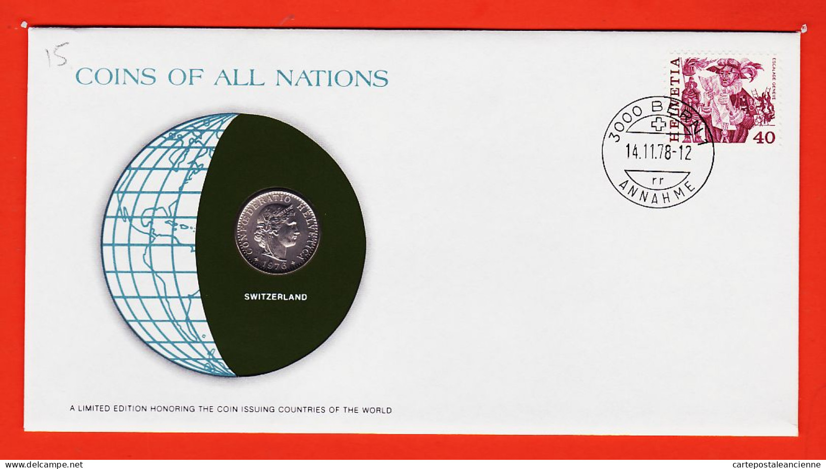 28303 / SWITZERLAND 20 Centimes 1976 Suisse FRANKLIN MINT Coins Nations Coin Edition Enveloppe Numismatique Numiscover - Sonstige & Ohne Zuordnung