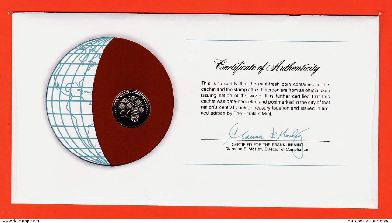 28293 / CYPRUS 25 Mils 1977 Chypre FRANKLIN MINT Coins Nations Coin Limited Edition Enveloppe Numismatique Numiscover - Cyprus