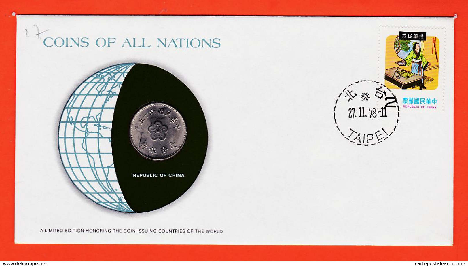 28291 / Republic CHINA Chine 1 Yuan TAIPEI 1978  FRANKLIN MINT Coins Nations Enveloppe Numismatique Numiscover - China