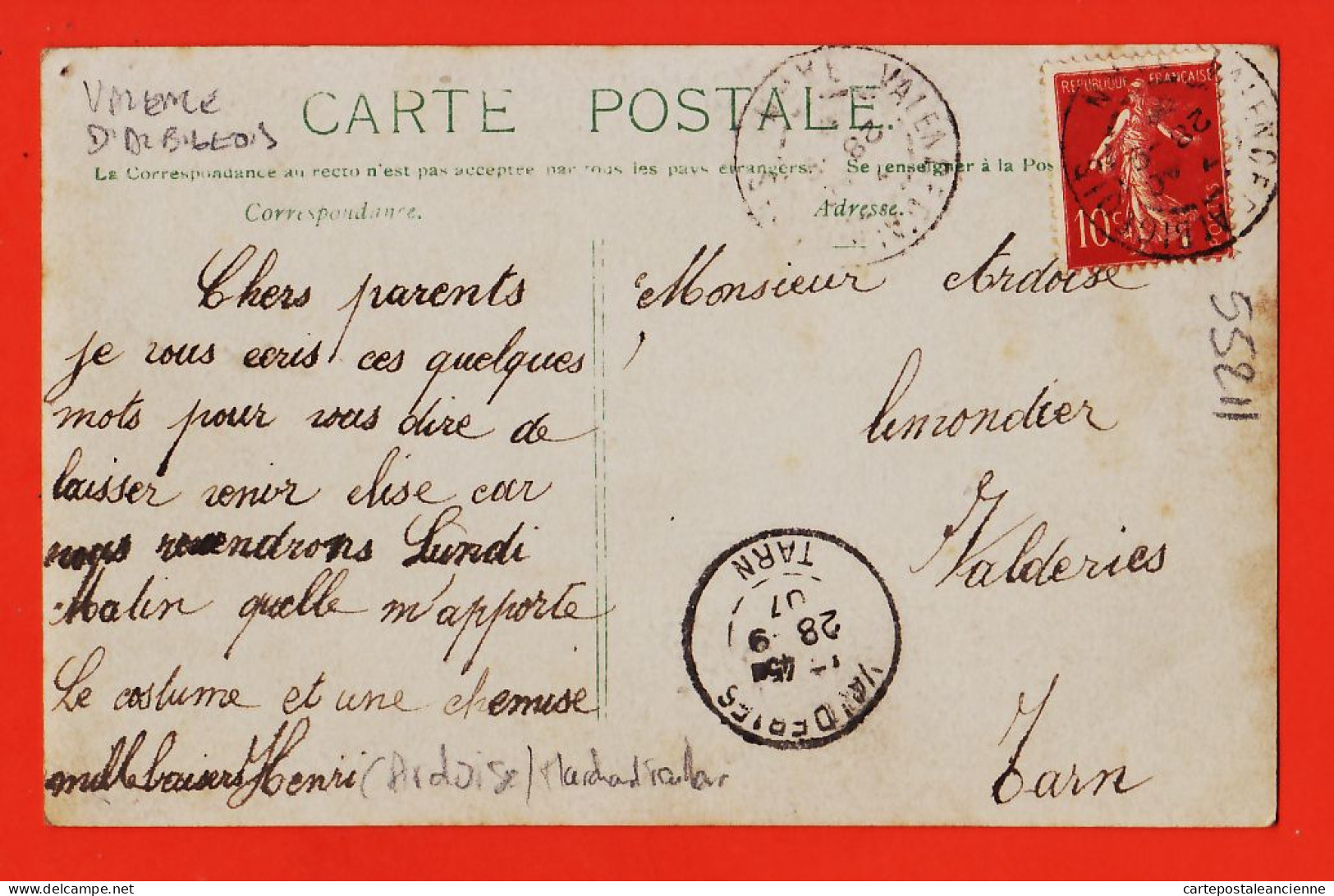 28349 / Rare Carte-Photo VALENCE D'ALBIGEOIS 81-Tarn FANFARE Place Foirail -Henri 1907 à ARDOISE Limonadier Valéries - Valence D'Albigeois