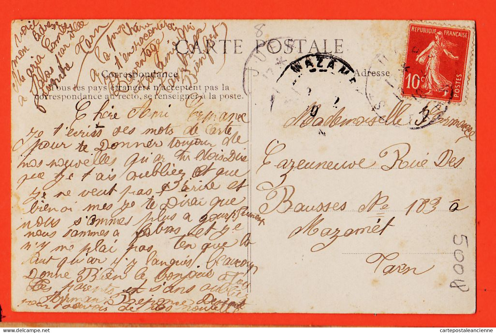 28051 / LE SECRET Du TIMBRE Ne M'OUBLIE PAS 1910 à Hermence CASENEUVE Rue Des Bausses Mazamet- E.L.D LE DELEY - Stamps (pictures)