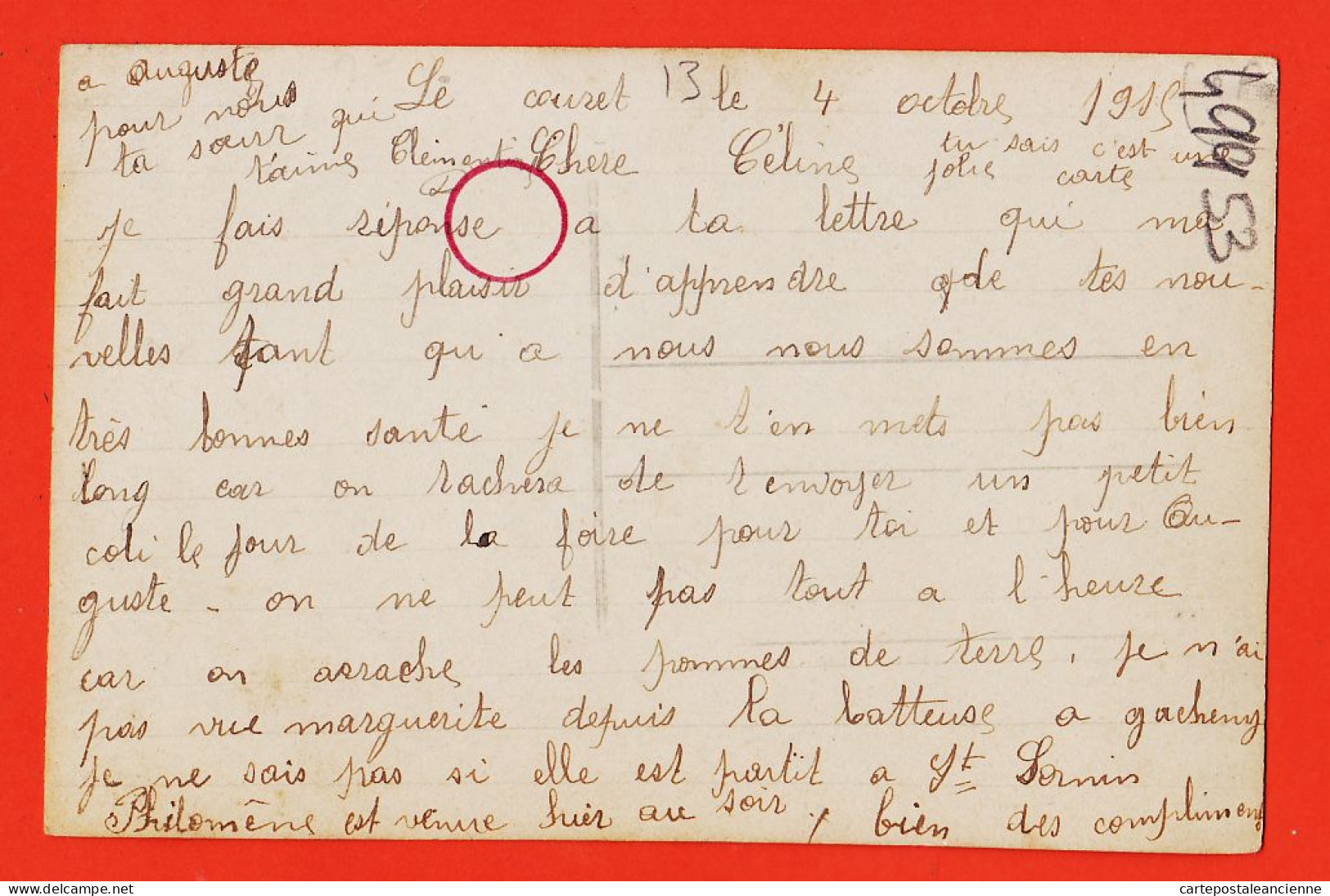 28052 / LANGAGE Des TIMBRES écrite Le COURET 4 Octobre 1915 Photo-Bromure K 361 - Stamps (pictures)