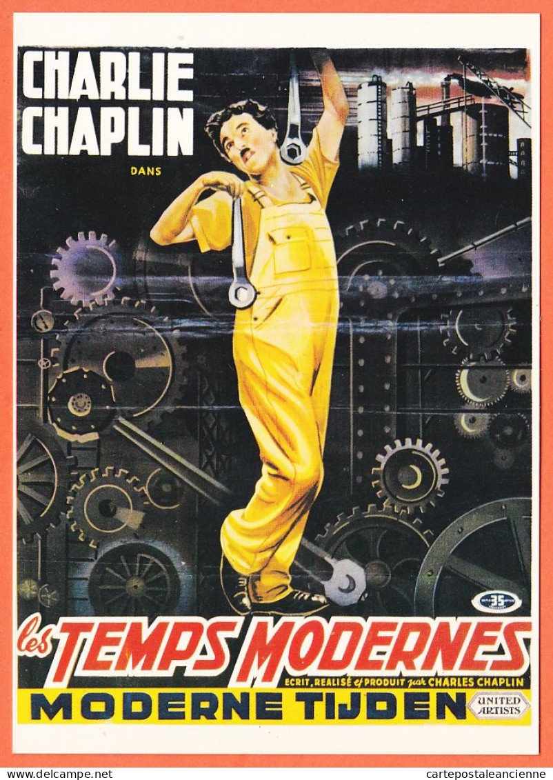 28095 / LES TEMPS MODERNES (1936) MODERNE TIJDEN Charlie CHAPLIN E-36 NUGERON Cinema Poster Art Postcard REPRODUCTION - Posters On Cards