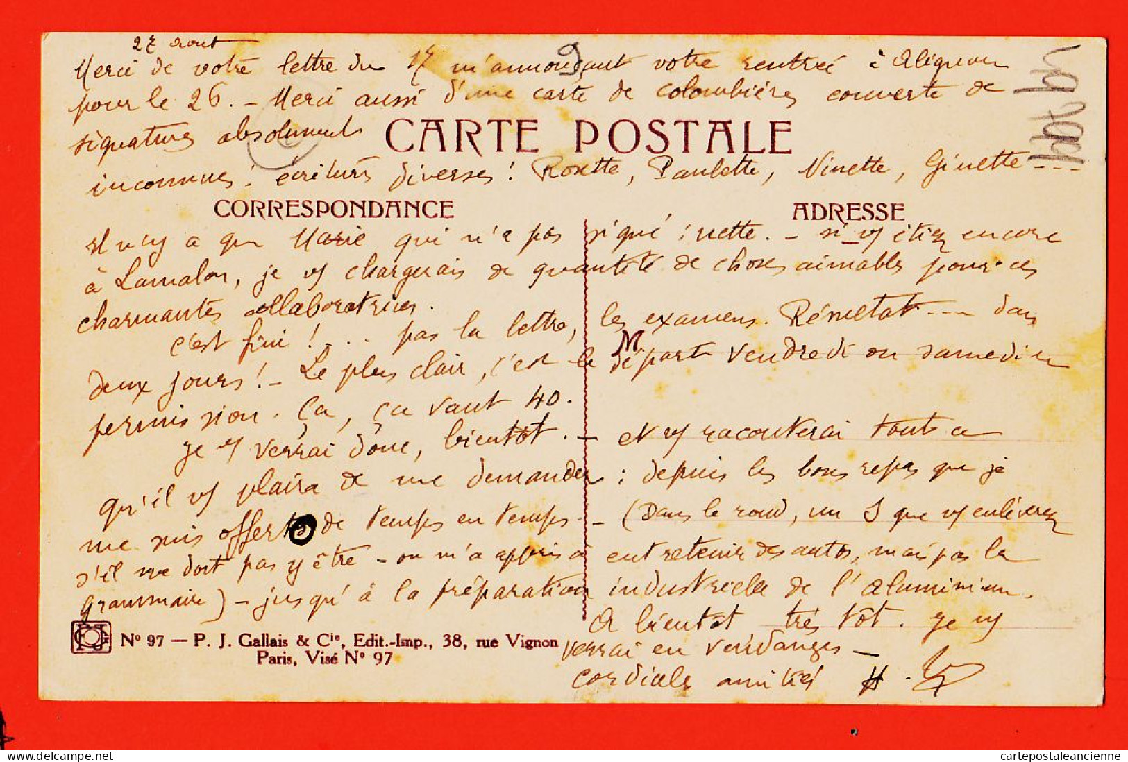 28071 / Lisez (1) Curieuse Interessante Correspondance Poilu Planqué? Ill Maurice LEROY Marraines POILUS-GALLAIS 97 - Autres & Non Classés