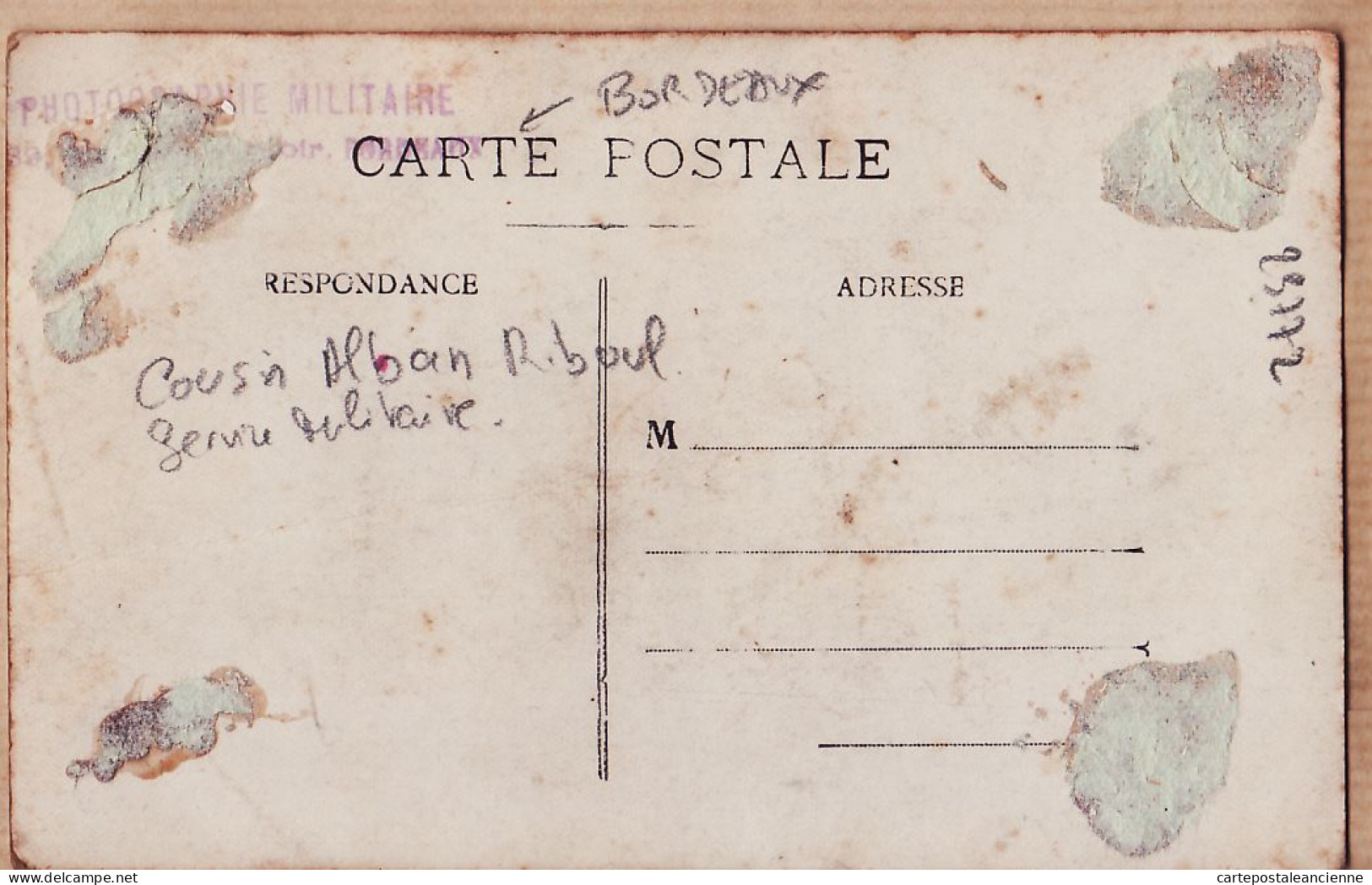 28403 / BORDEAUX Gironde 1920s Photographie Service Militaire Cousin Alban RIBOUL Famille Robert BUISSON - Bordeaux