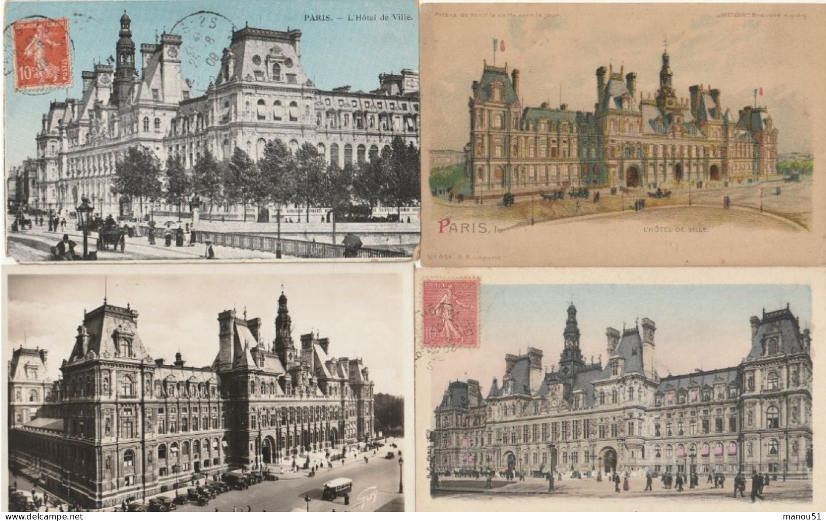 PARIS - Hôtel De Ville - Lot De 4 CP - Sonstige Sehenswürdigkeiten