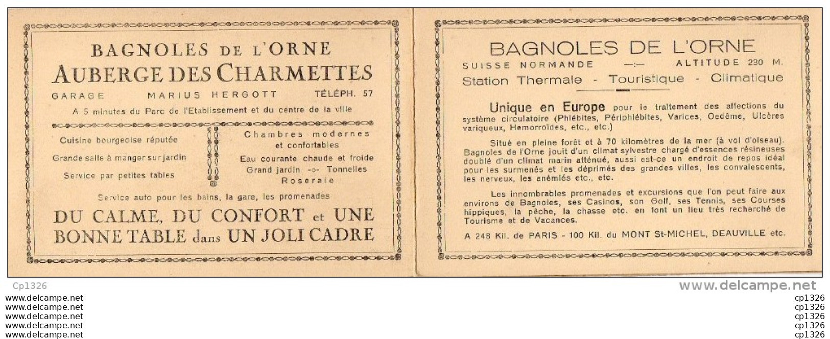 55Hys  61 Bagnoles De L'Orne Auberge Des Charmettes Cpa 3 Volets Publicité - Bagnoles De L'Orne
