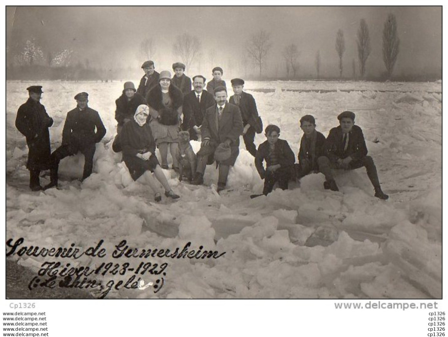 56Pr   Carte Photo Allemagne Souvenir De Germersheim Hiver 1928 1929 Le Rhin Gelé - Germersheim