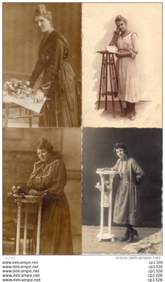 55Nja   Allemagne Lot De 4 Cartes Photos La Meme Famille Femmes Eva - Fotografie