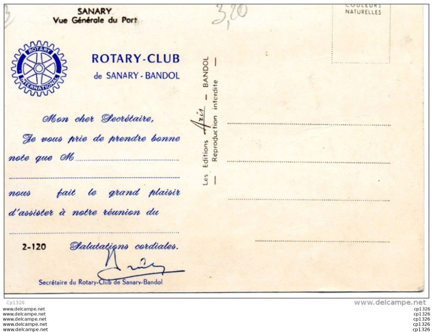 55Nja   83 Sanary Vue Sur Le Port Au V° Le Rotary Club - Sanary-sur-Mer