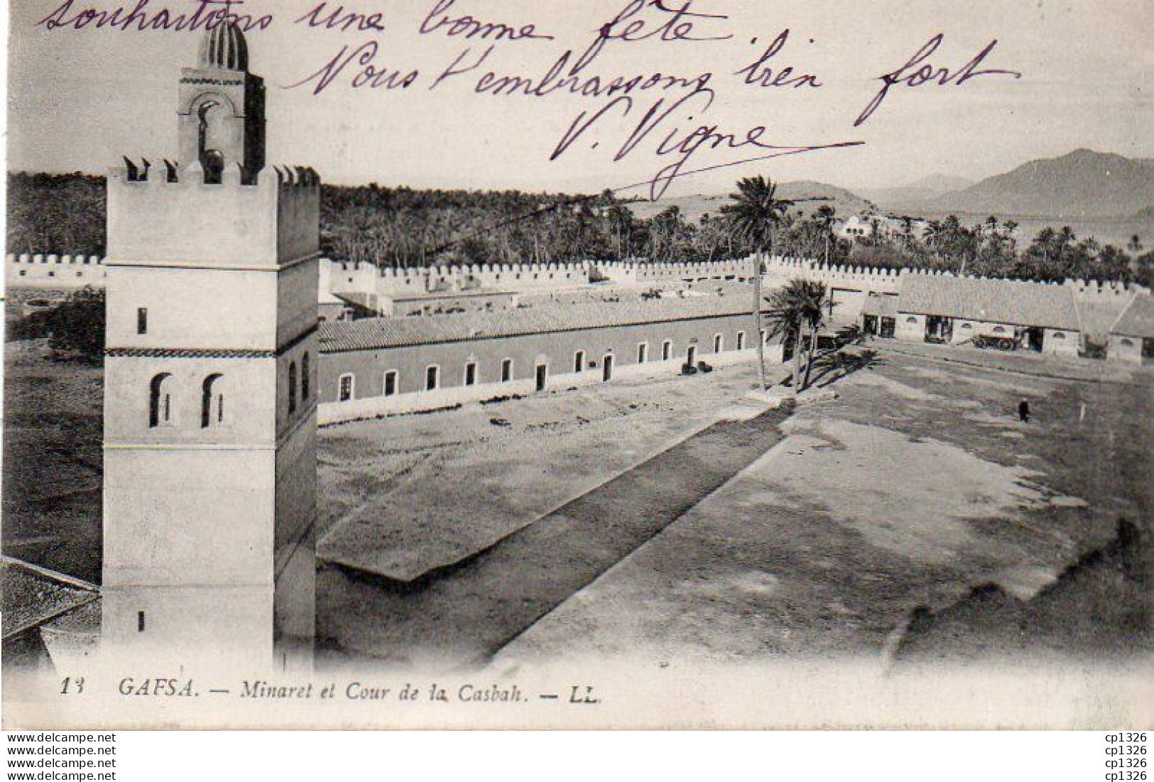 4V1FP   Tunisie Gafsa Minaret Et Cour De La Casbah - Tunesien